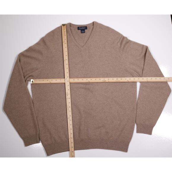 Brooks Brothers Light Brown 100% Cashmere V-Neck Sweater Great Britain XL - Picture 4 of 6